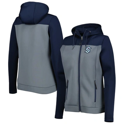 Antigua Women's  Deep Sea Blue, Gray Seattle Kraken Protect Full-zip Jacket