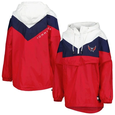 Tommy Hilfiger Women's  Navy, Red Washington Capitals Staci Half-zip Windbreaker Jacket In Navy,red