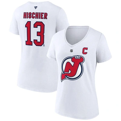 Fanatics Branded Nico Hischier White New Jersey Devils Special Edition 2.0 Name & Number V-neck T-sh