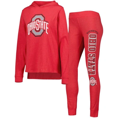 Concepts Sport Scarlet Ohio State Buckeyes Long Sleeve Hoodie T-shirt & Pants Sleep Set