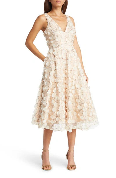 Eliza J Social 3d Flower Sequin A-line Dress In Chp