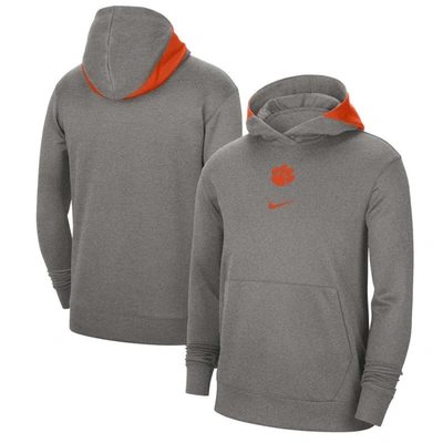 Nike Heather Gray Clemson Tigers Team Basketball Spotlight Performance Pullover Hoodie In Grey