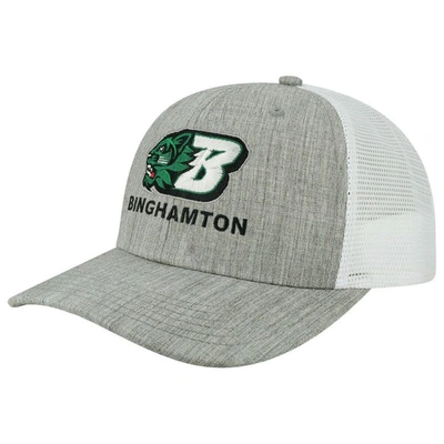 Legacy Athletic Men's  Heather Grey, White Binghamton Bearcats The Champ Trucker Snapback Hat In Heather Grey,white