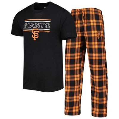 Concepts Sport Men's  Black, Orange San Francisco Giants Badge T-shirt And Pants Sleep Set In Black,orange
