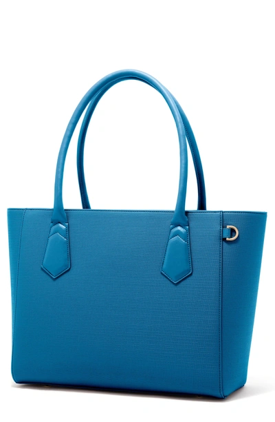 Dagne Dover Signature Classic Coated Canvas Tote - Blue In Pacific