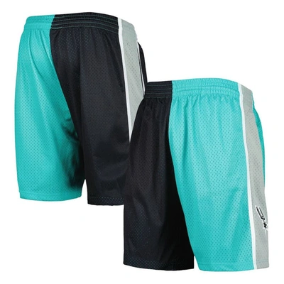 Mitchell & Ness Men's  Teal, Black San Antonio Spurs Hardwood Classics 1998 Split Swingman Shorts In Teal,black