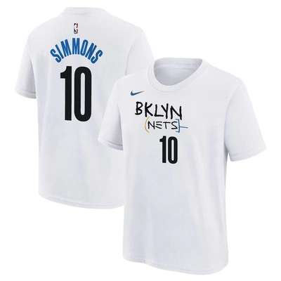 Nike Kids' Youth  Ben Simmons White Brooklyn Nets 2022/23 City Edition Name & Number T-shirt