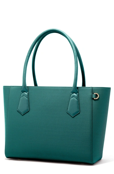 Dagne Dover Signature Classic Coated Canvas Tote - Blue/green In Palm