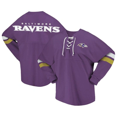 Fanatics Branded Purple Baltimore Ravens Spirit Jersey Lace-up V-neck Long Sleeve T-shirt