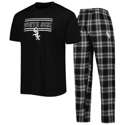 Concepts Sport Men's  Black And Gray Chicago White Sox Badge T-shirt And Pants Sleep Set In Black,gray