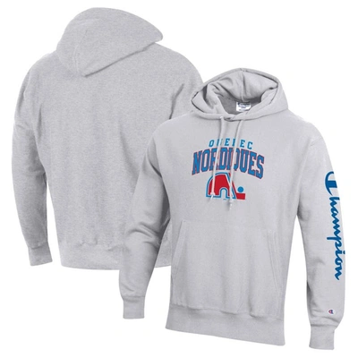 Champion Heather Gray Quebec Nordiques Reverse Weave Pullover Hoodie
