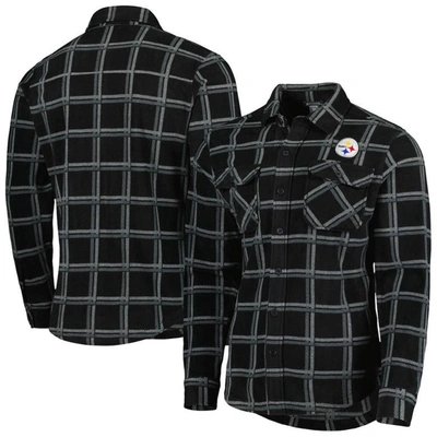 Antigua Black Pittsburgh Steelers Industry Flannel Button-up Shirt Jacket