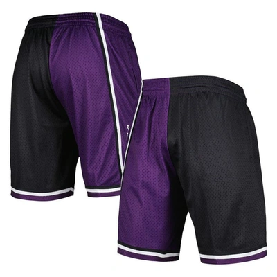 Mitchell & Ness Men's  Black, Purple Sacramento Kings Hardwood Classics 2000 Split Swingman Shorts In Black,purple