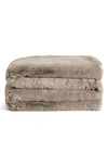Unhide The Marshmallow 2.0 Medium Faux Fur Throw Blanket In Pewter