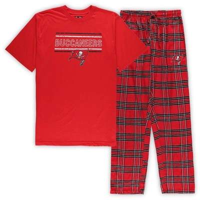 Concepts Sport Men's  Red, Black Tampa Bay Buccaneers Big And Tall Flannel Sleep Set In Red,black