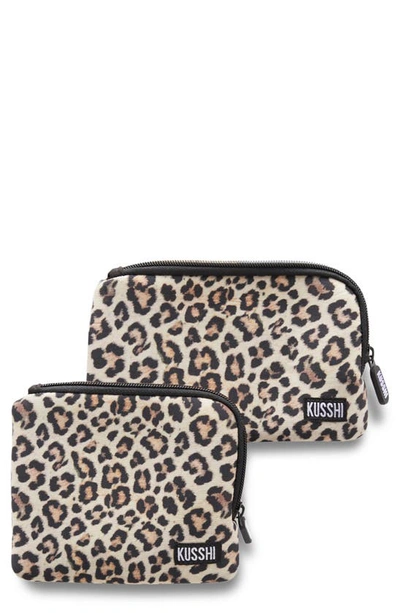 Kusshi On The Go Pouch Set In Leopard