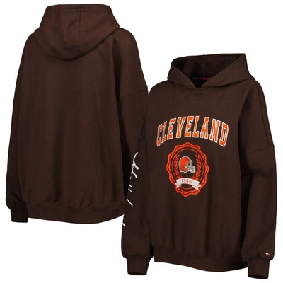 Tommy Hilfiger Brown Cleveland Browns Becca Drop Shoulder Pullover Hoodie