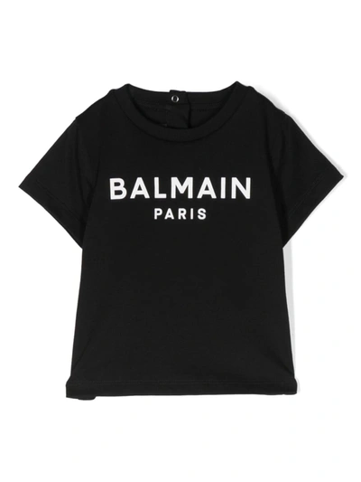 Balmain Black Cotton Logo Baby T-shirt