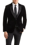 Hugo Boss Slim-fit Tuxedo Jacket In Pure-cotton Velvet In Black