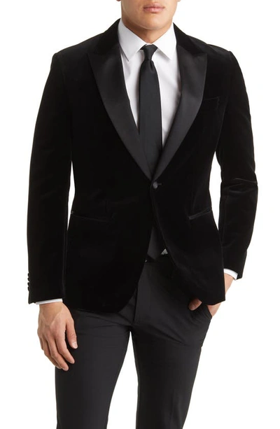 Hugo Boss Slim fit Tuxedo Jacket In Pure cotton Velvet In Black