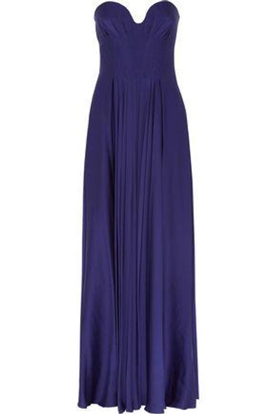 Amanda Wakeley Woman The Cronado Pleated Silk Gown Cobalt Blue