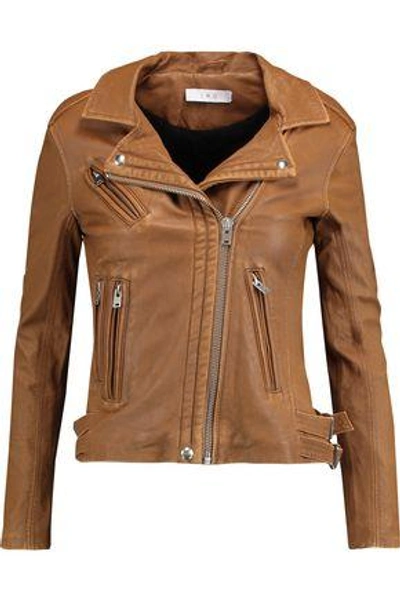 Iro Woman Leather Biker Jacket Light Brown