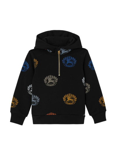 Burberry Kids' Little Boy's & Boy's Sidney Logo Cotton Hoodie In Black Multi