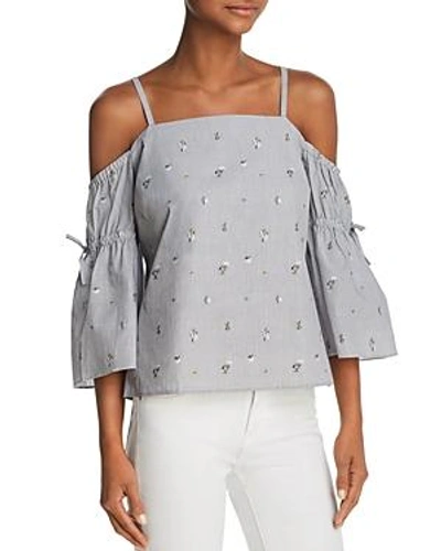 Cooper & Ella Fay Cold-shoulder Bow-sleeve Top In Black/white