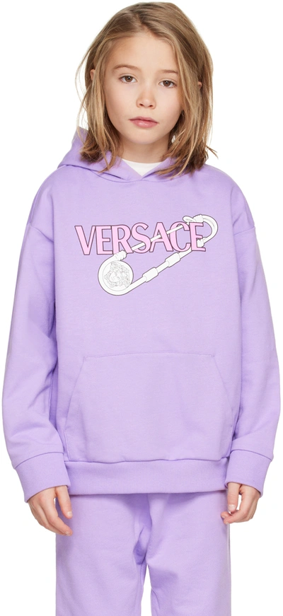 Versace Medusa Safety Pin-print Hoodie In Purple