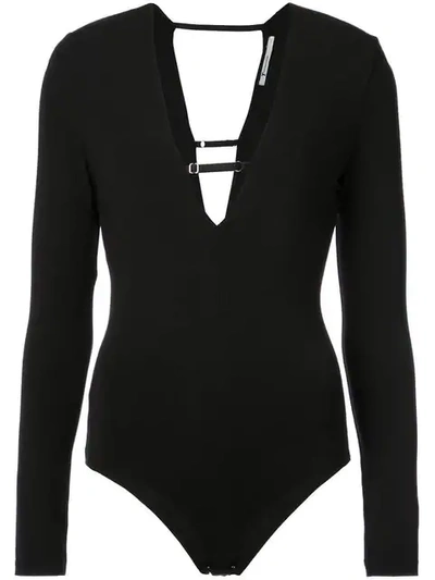 Alexander Wang T Alexanderwang.t Strap-detail Bodysuit In Black