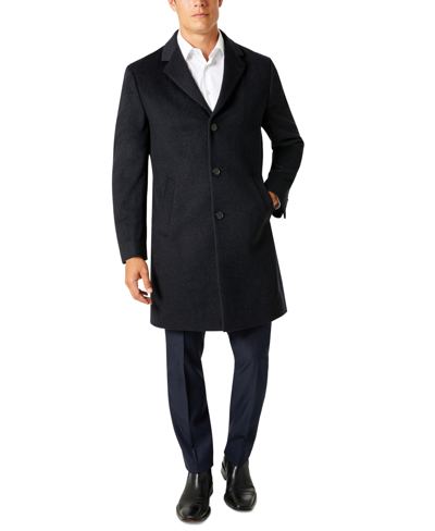 Kcr Men's Single-breasted Classic Fit Overcoat In Black