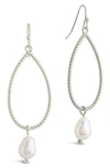 Sterling Forever Elyse Dangle Cultured Freshwater Pearl Earrings In Grey