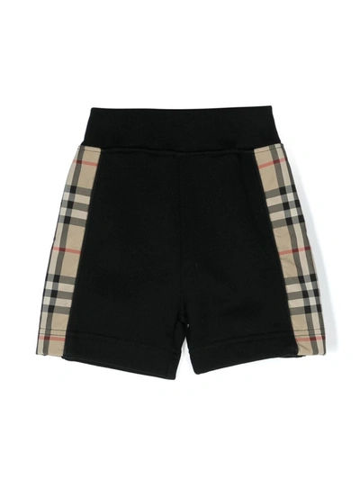 Burberry Babies' Boys Black Cotton Check Shorts