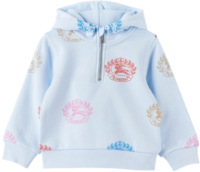 Burberry Baby Boys Blue Cotton Logo Hoodie In Pale Blue Ip Pat