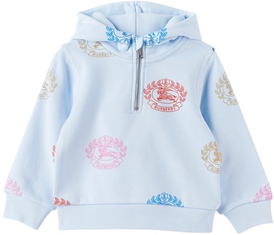 Burberry Baby Boys Blue Cotton Logo Hoodie