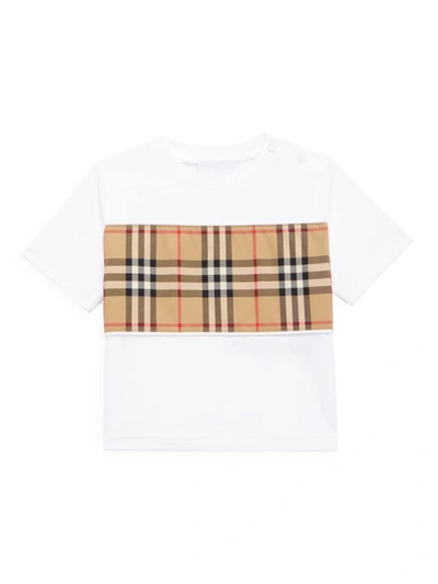 Burberry White Cotton Check Baby T-shirt