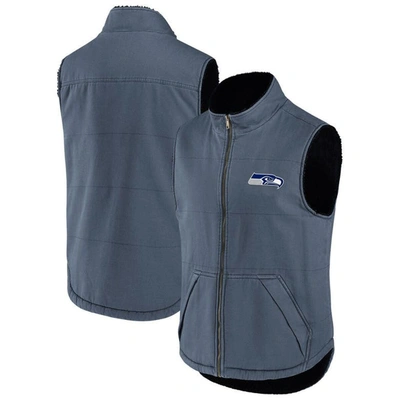 Nfl X Darius Rucker Collection By Fanatics College Navy Seattle Seahawks Sherpa-lined Full-zip Vest