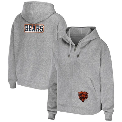 Wear By Erin Andrews Heather Gray Chicago Bears Plus Size Full-zip Hoodie