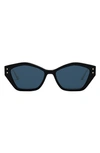 Dior Miss 56mm Geometric Sunglasses In Shiny Black