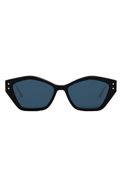 Dior Miss 56mm Geometric Sunglasses In Shiny Black