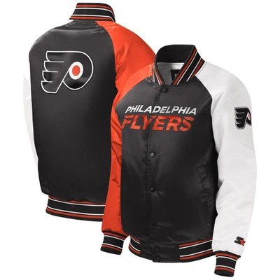 Starter Kids' Youth  Black Philadelphia Flyers Raglan Full-snap Varsity Jacket