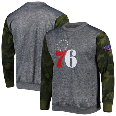 Fanatics Branded Heather Charcoal Philadelphia 76ers Camo Stitched Sweatshirt