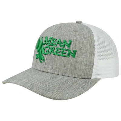 Legacy Athletic Men's  Heather Gray, White North Texas Mean Green The Champ Trucker Snapback Hat In Heather Gray,white