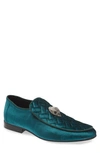 Kurt Geiger Hugh Eagle Herringbone Loafer In Turquoise/ Aqua