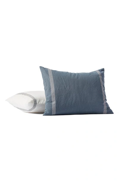 Coyuchi Sonoma Organic Cotton Pillow Sham In Aqua W/ Undyed Stripe