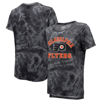 Majestic Threads Black Philadelphia Flyers Boyfriend Tie-dye Tri-blend T-shirt