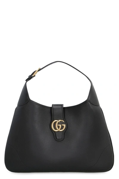 Gucci Aphrodite Medium Leather Shoulder Bag In Black