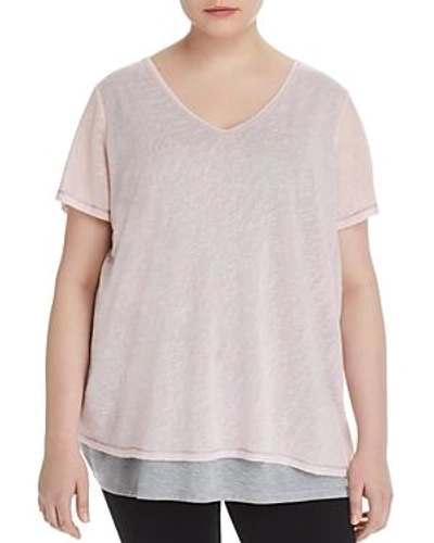 Marc New York Performance Plus Layered-look Tee In Whisper Pink/ Light Gray