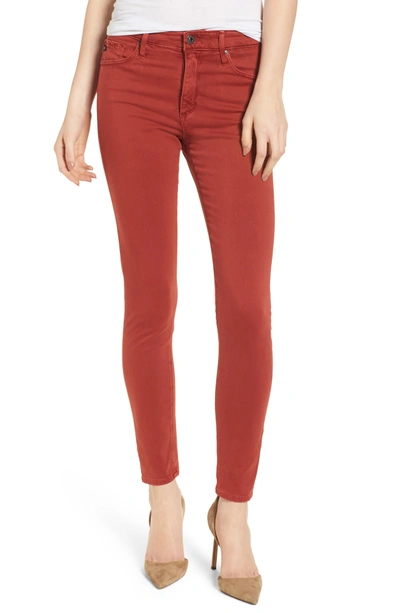 Ag Farrah High Waist Ankle Skinny Jeans In Sulfur Firebrick