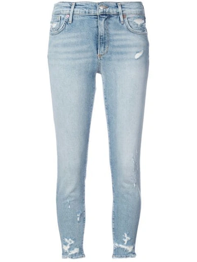 Agolde Sophie Distressed High Waist Crop Skinny Jeans In Blue